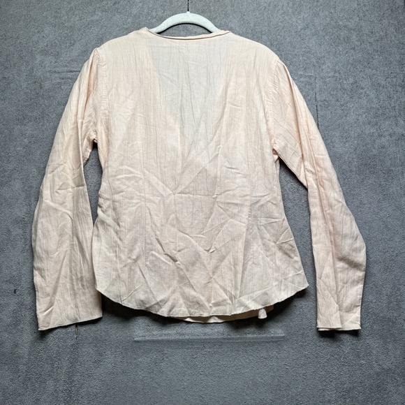 J Jill Linen Wrap Top Size Small Peach Long Sleeve‎ V Neck Lightweight Beachy - Picture 6 of 7
